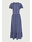 cheap Elegant Dresses-Women&#039;s Midi Dress Swing Dress Navy Blue Short Sleeve Flower Vintage Style Print Floral Round Neck Spring Summer Vintage Style Elegant Holiday 2022 S M L XL