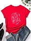 abordables T-shirts-Mujer Camiseta Gráfico Texto Estampados Estampado Escote Redondo Básico Tops 100% Algodón Negro Morado Rojo