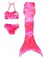 cheap Girls&#039; Swimwear-Kids Girls&#039; 3pcs Three Piece Swimwear Bikini Swimsuit The Little Mermaid Swimwear Geometric Blue Rainbow Red Active Cute Bathing Suits 3-10 Years