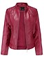 cheap Jackets-Women&#039;s Faux Leather Jacket Casual Jacket Street Daily Date Waterproof Windproof Zipper Pocket Basic Casual Stand Collar Slim Solid Color Outerwear Winter Fall Long Sleeve Black Khaki Red M L XL XXL