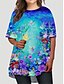 cheap Plus Size Dresses-Women&#039;s Plus Size Floral T Shirt Dress Tee Dress Print Round Neck Half Sleeve Basic Fall Spring Causal Daily Short Mini Dress Dress