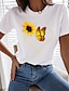 abordables T-shirts-Mujer Camiseta 100% Algodón Floral Mariposa Corazón Negro Blanco Estampado Manga Corta Noche Enamorado Básico Escote Redondo Ajuste regular