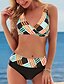 preiswerte Bikini-Damen Bikinis 2 Stück Badeanzug mit Riemchen Hohe Taillenlinie Geometrisch Batik Gelb Regenbogen Bademode Gefüttert Badeanzüge Sexy / Gepolsterte BHs