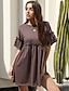 cheap Women&#039;s Clothing-LITB Basic Women&#039;s Fold Sleeve DressA Line Dress Knee Length Round Neck Half Sleeve Shirt Dress Leisure Wear