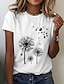 abordables T-shirts-Femme T shirt Tee Papillon Pissenlit 100% Coton Noir Blanche Manche Courte Imprimer basique du quotidien Fin de semaine Col Rond Standard