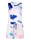 cheap Two Piece Sets-Women&#039;s Basic Cinched Tie Dye Home Vacation Two Piece Set Crew Neck Loungewear Shorts Tank Top Tracksuit Shorts Sets Drawstring Tops
