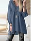 cheap Women&#039;s Clothing-LITB Basic Women&#039;s Signature Cotton Shirt Dress Long Puff Sleeve Blouse Daily Summer Wear Solid Color