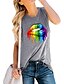 cheap Tank Tops-Women&#039;s Rainbow Graphic Patterned Mouth Daily Holiday Going out Sleeveless Tank Top Vest T shirt Tee Round Neck Print Basic Essential Tops Blue Purple Light gray S