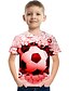 preiswerte Jungen T-Shirts &amp; Hemden-Kinder Baby Jungen T-Shirt Kurzarm Geometrisch 3D Fußball Druck Weiß Purpur Rote Kinder Oberteile Sommer Aktiv Street Schick Kindertag 2-12 Jahre