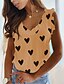 cheap Tank Tops-Women&#039;s Going out Blouse Tank Top Heart Pleated Print V Neck Tops Chiffon White Blue Blushing Pink