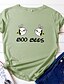 economico T-shirts-Per donna Halloween maglietta Pop art Stampe astratte Alfabetico Con stampe Rotonda Top 100% cotone Essenziale Halloween Top basic Bianco Nero Viola