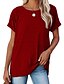 abordables T-shirts-Femme T shirt Tee Noir Rose Claire Vin Couleur unie Plein Manche Courte Casual du quotidien Des sports du quotidien basique Plage Col Rond