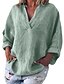 preiswerte Tops &amp; Blouses-Damen Bluse Hemd Glatt Langarm V-Ausschnitt Hemdkragen Grundlegend Oberteile Marineblau Orange Kaki