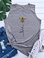 cheap Tank Tops-Women&#039;s Tank Top Vest T shirt Graphic Bee Letter Round Neck Print Basic Tops Blue Purple Light gray