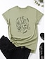 cheap T-Shirts-Women&#039;s T shirt Graphic Text Graphic Prints Print Round Neck Basic Tops 100% Cotton Black Purple Red