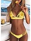 cheap Bikini-Women&#039;s Bikini Swimsuit Slim Yellow+flower Black+flowers Yellow White Black Swimwear Bathing Suits Fashion Sexy