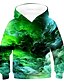 baratos Moletons Para Meninos-Infantil Para Meninos Moleton &amp; Blusa de Frio Pullover Manga Longa Impressão 3D Galáxia céu Camadas Tingidas Unisexo Roxo Vermelho Verde Crianças Blusas Activo Básico 2-12 anos