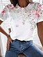 cheap T-Shirts-Women&#039;s T shirt Tee Graphic Floral White Print Short Sleeve Daily Weekend Basic Round Neck Regular Fit