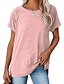 cheap T-Shirts-Women&#039;s T shirt Tee Black Pink Wine Solid Color Plain Short Sleeve Casual Daily Sports Daily Basic Beach Round Neck