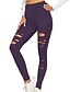 abordables Graphic Chic-Femme Chic et moderne Sportif Troué Pantalon Elastique Plein Air du quotidien Couleur unie Violet Noir Rouge S M L XL