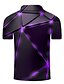 cheap Polos-Men&#039;s Golf Shirt Tennis Shirt Geometric Graphic Prints 3D Print Collar Street Casual Short Sleeve Button-Down Tops Casual Fashion Cool Purple / Hand wash / Washable / Wet and Dry Cleaning / Holiday