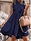 cheap Casual Dresses-Women&#039;s Knee Length Dress A Line Dress Gray Green Dusty Blue White Black Sleeveless Smocked Ruched Pleated Solid Color Round Neck Spring Summer Holiday Going out Elegant Casual 2021 S M L XL XXL