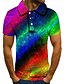 cheap Polos-Men&#039;s Polo Shirt Tennis Shirt Golf Shirt Rainbow Graphic Prints Collar Pink Blue Green Rainbow 3D Print Street Casual Short Sleeve Button-Down Clothing Apparel Fashion Cool Casual
