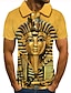 cheap Tank Tops-Men&#039;s Golf Shirt Tennis Shirt Graphic Prints Egypt series 3D Print Collar Street Casual Short Sleeve Button-Down Tops Casual Fashion Cool Yellow / Sports