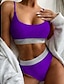 cheap Bikini-Women&#039;s Bikini Swimsuit Solid Color Blue Purple Yellow Green Sky Blue Swimwear Bathing Suits Sexy