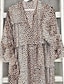 cheap Casual Dresses-Women&#039;s Casual Dress Shift Dress Midi Dress Brown 3/4 Length Sleeve Winter Fall Autumn Layered V Neck Loose Fit S M L XL XXL