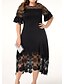 cheap Plus Size Collection-Women&#039;s Plus Size Floral Shift Dress Lace Round Neck Half Sleeve Casual Spring &amp; Summer Daily Holiday Midi Dress Dress / Graphic Patterned / Print