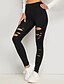 cheap Graphic Chic-Women&#039;s Chic &amp; Modern Sporty Hole Pants Stretchy Street Daily Solid Color Purple Black Red S M L XL