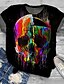 cheap Best Selling Plus Size-Women&#039;s Plus Size Tops Graphic Skull T shirt Tee Short Sleeve Print Basic Streetwear Casual Crew Neck Cotton Spandex Jersey Halloween Daily Spring Summer Black