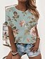 cheap T-Shirts-Women&#039;s T shirt Tee Floral Graphic Daily Weekend White Light Green Blue Print Short Sleeve Basic Round Neck Regular Fit