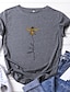 billige T-shirts-Dame Ferie Bluse Grafisk Rund hals Basale Toppe 100 % bomuld Flåde Lyserød Olivengrøn / I-byen-tøj