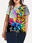 cheap Plus Size Tops-Women&#039;s Plus Size Tops T shirt Floral Graphic Short Sleeve Print Basic Crewneck Cotton Spandex Jersey Daily Holiday LightBlue / Butterfly