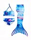 cheap Girls&#039; Swimwear-Kids Girls&#039; 3pcs Three Piece Swimwear Bikini Swimsuit The Little Mermaid Swimwear Geometric Blue Active Cute Bathing Suits 3-10 Years