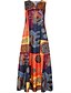 cheap Maxi Dresses-Women&#039;s Plus Size Sheath Dress Maxi long Dress Red Orange Sleeveless Print Patchwork Spring Summer V Neck Vintage 2021 XL XXL 3XL 4XL 5XL