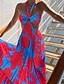 cheap Maxi Dresses-Women&#039;s Maxi long Dress Strap Dress Blue Blushing Pink Sleeveless Backless Zipper Print Tie Dye Halter Neck cold shoulder Spring Summer Holiday Sexy 2021 Slim S M L XL