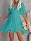 cheap Casual Dresses-Elegant Women&#039;s Mini Swing Dress Lace Up White Green