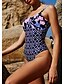 cheap One-Pieces-Women&#039;s Swimwear One Piece Monokini Swimsuit Push Up Print Floral Blue Yellow Swimwear Strap Camisole Bathing Suits Casual Sexy New