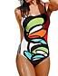 cheap One-Pieces-Women&#039;s Swimwear One Piece Romper Normal Swimsuit Geometric Color Block Tummy Control Open Back Slim Photo Color Bathing Suits Colorful Modern