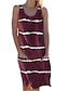 cheap T-shirt Dresses-Casual Striped Midi Shift Dress for Women