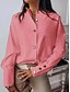 economico Tops &amp; Blouses-Per donna Blusa Camicia Tinta unita Manica lunga Rotonda Top Bianco Nero Rosa