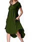 billige Knelange kjoler-Dame Knelang kjole Skiftkjole Kortermet Lomme Ren farge Crew-hals Vår Sommer Fritid 2022 S M L XL XXL XXXL