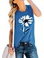 baratos Regatas-Mulheres Malha Íntima Colete Camiseta Floral Gráfico Decote Redondo Imprimir Básico Blusas Azul Roxo Cinza Claro