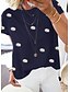 preiswerte T-shirts-Damen Bluse Tunika Grün Blau Purpur Bedruckt Blumen Gänseblümchen Täglich Ausgehen Kurzarm Rundhalsausschnitt Basic Lang S / Sommer