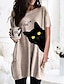 preiswerte T-shirts-Damen Katze Graphic Täglich Kurzarm T-Shirt Kleid Tunika Rundhalsausschnitt Basic Oberteile Schwarz Grau Wein S