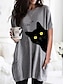 abordables T-shirts-Mujer Gato Graphic Diario Manga Corta Vestido camiseta Sayo Escote Redondo Básico Tops Negro Gris Vino S