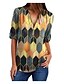 cheap Tops &amp; Blouses-Women&#039;s Blouse Graphic Long Sleeve Zipper V Neck Tops Blue Red Yellow
